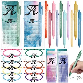 Roowest 30 Pcs Pi Day Math Gift Included 3.14 Fun Pi Symbol Pen Bracelet Bookmark Cards Classroom Gifts for Students Bulk from Teacher Science Irrational Number of Pi Prize Decorations for Party