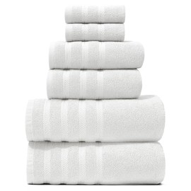 Hearth & Harbor Bath Towels for Bathroom - 100% Ring Spun Cotton Luxury Bathroom Towels - Soft & Highly Absorbent Bath Towels Set, 6 Piece Set, White