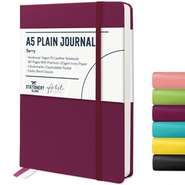 STATIONERY ISLAND A5 Unlined Notebook,Plain Notebook Hardcover with 120gsm Premium Thick Paper, 180 Pages Hardback Blank Notebook for Writing, Working, Study, Planning, Diary, Journaling