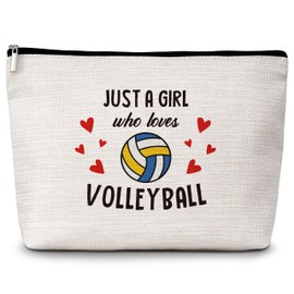 Levitatinyear Volleyball Lover Players Cosmetic Bag, Just a Girl Who Loves Volleyball Travel Makeup Bag, Volleyball Gifts for Teen Girls, Inspirational Birthday Gifts for Women Friends Sisters -07