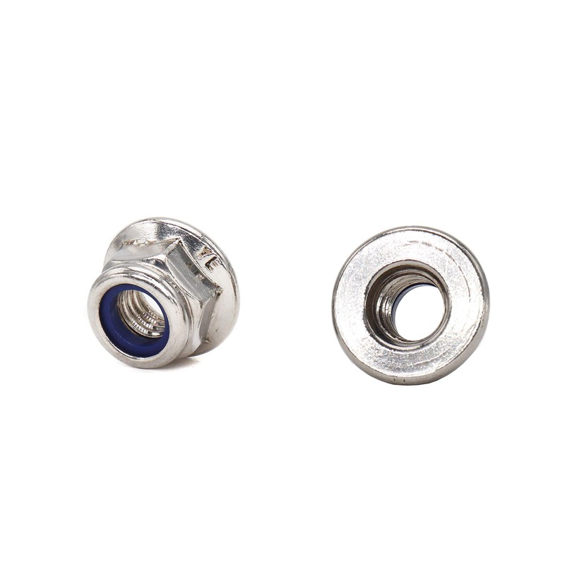 binifiMux 30pcs 304 Stainless Steel M5-0.8mm Hex Flange Nylon Inserted