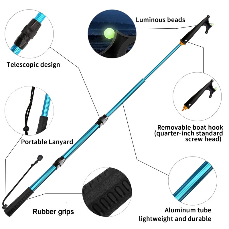 KOMCLUB Telescoping Boat Hook for Docking 3-Stage Telescopic Boat Hook