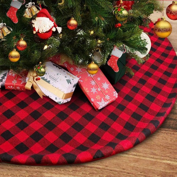 Christmas Tree Skirt 48 inch Large, Double Layer Red and