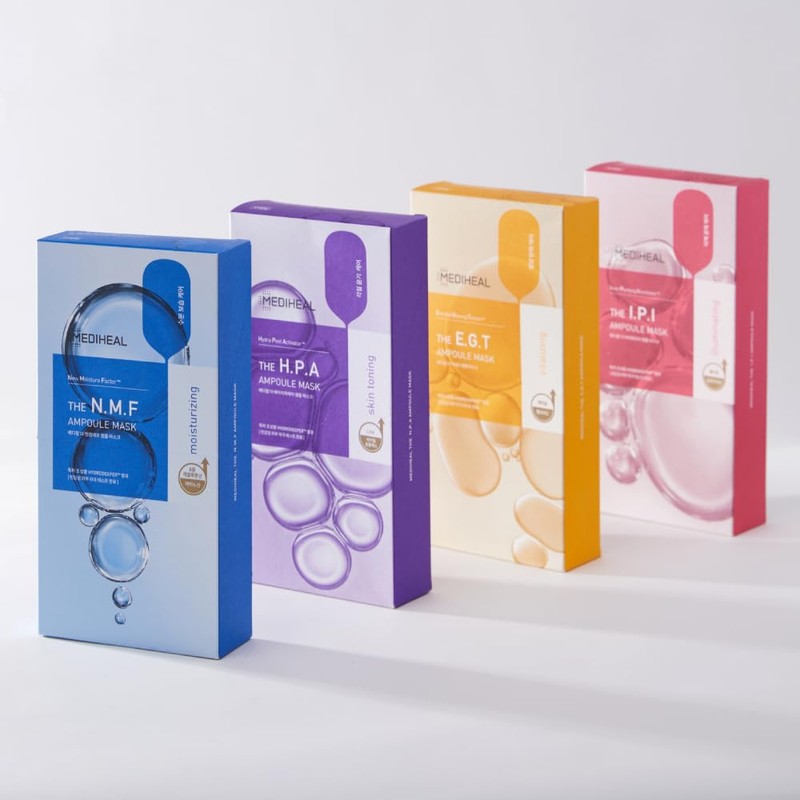 MEDIHEAL, Ampoule Mask (10 P), Hydration, Shine, Exfoliating Care, Chapped