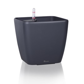 Dexceder 13x12 Self Watering Planter with Wheels Indoor Outdoor, Inner Mat Design, Thickened Large Floor Standing Flower Plant Pot with Water Level Indicator (Slate Gray Matte)