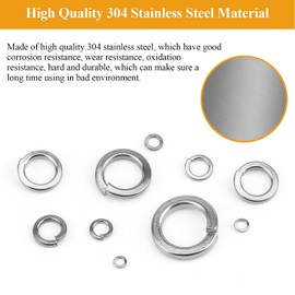 Sutemribor 1000 Pieces 9 Sizes 304 Stainless Steel Lock Washers, Split Lock Washers for Screws Bolts, Spring Lock Washers, Lock Metal Washers (M2 M2.5 M3 M4 M5 M6 M8 M10 M12)