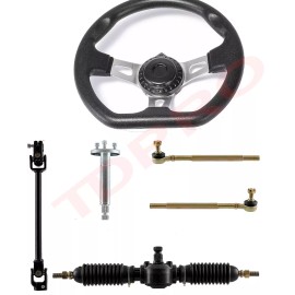 Unbranded Go Kart Steering Knuckle 3 Stud Wheel Hub Kit Gear Rack Pinion Shaft ATV Quad