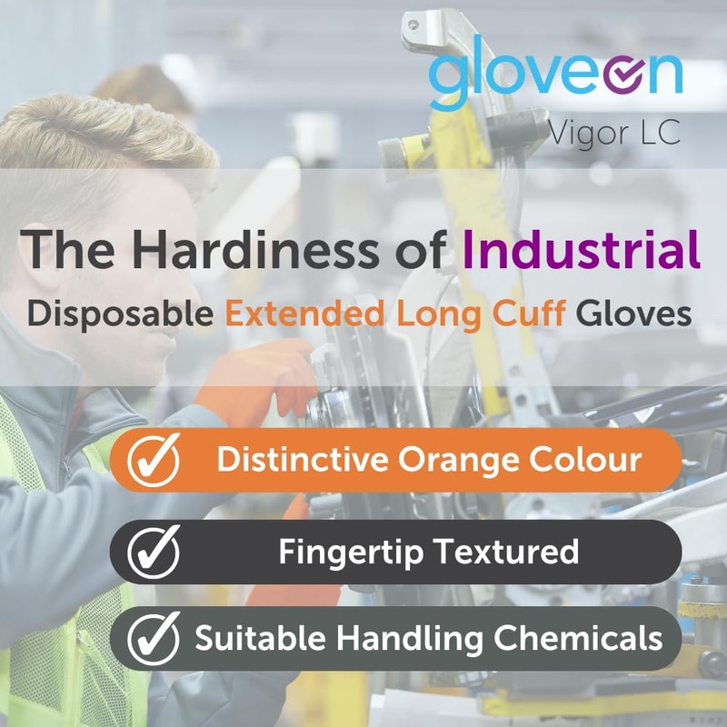 GloveOn Disposable Nitrile Vigor Long Cuff Gloves (Medium, 100, count)