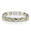 Gem Stone King Men’s Diamond Tungsten Bracelet with Shiny Gold