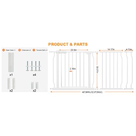 HOOEN Extra Wide Baby Gates 48-53 Inch Indoor Child Gate for Kid or Pet Dogs Walk Through Pressure Mounted Baby Gate for Doorway Stairs Living Room