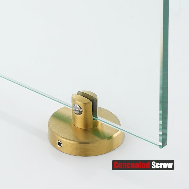 JQK Bathroom Glass Shelf Gold, Tempered Glass Shower Storage 8