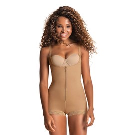 Leonisa Tummy Control Body Shaper for Women- Butt Lifting Compression Shapewear Bodysuit Beige