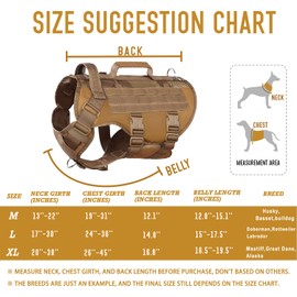 DNALLRINO Tactical Dog Harness for Medium Large Dogs, Breathable Air Mesh Dog Vest Harness, Military Dog Vest with Two Handles, Large Hook and Loop Panels for DIY Patch with No Pull Buckle