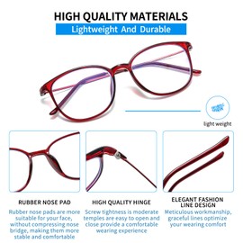 Suertree Blue Light Filter Distance Glasses Lightweight Myopia Glasses Fashion Myopia Glasses TR90 for Women Men Red 0.5 Dioptres