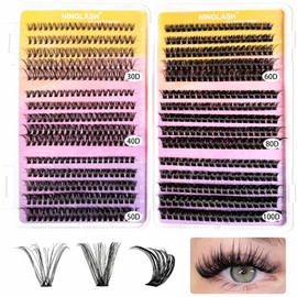 NINGLASH Lash Clusters 30 40 50 60 80 100D DIY Lash Extension, Volume 600 Pcs Cluster Lashes Extension Individual Eyelashes Thick Eyelash 8-16mm