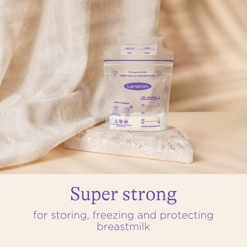 Lansinoh Breastmilk Storage Bags, 50 Count, Baby Essentials, Fast Freeze
