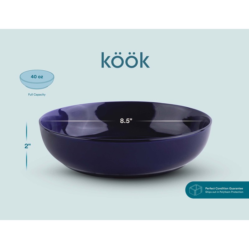 KooK Pasta Bowl, Salad Bowls, Soup, Serving Bowls, Ceramic, Large
