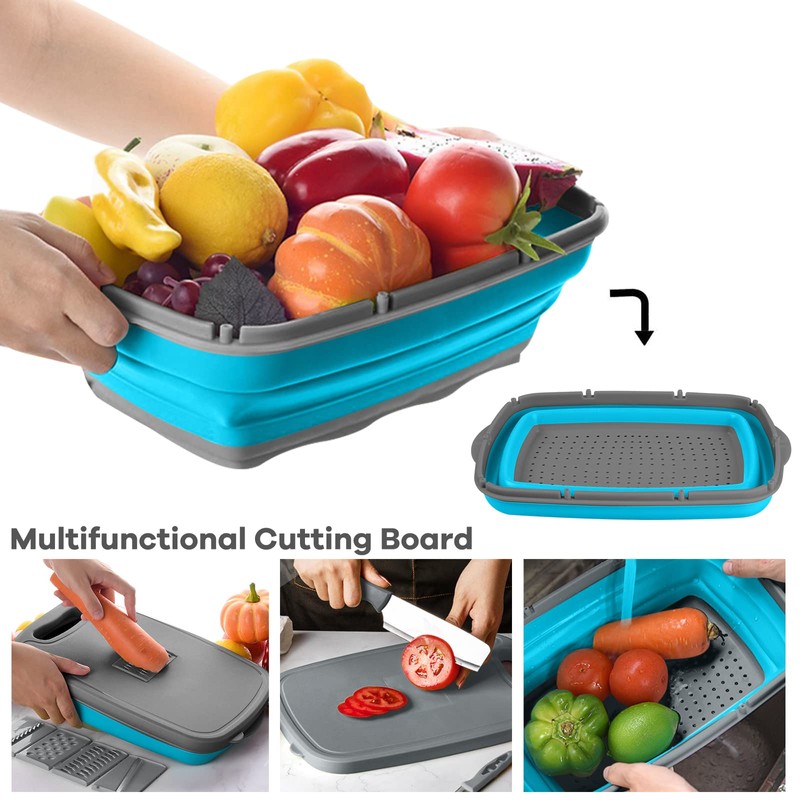 HI NINGER camping cutting board, Collapsible Chopping Board with Colander,