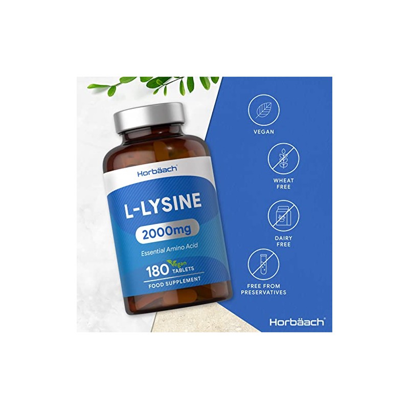 L-Lysine 2000mg | 180 Tablets | Cold Sore Treatment, Essential