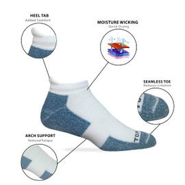 Top Flite Mens Moisture Wicking Seamless Toe Heel Tab Sport Socks 3 Pair Pack (as1, alpha, m, regular, regular, White, Medium)
