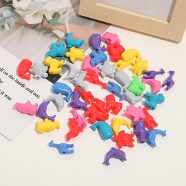 FSSTUD Pack of 120 Plastic Animal Beads, Ocean Zoo Animal Charms, Colourful Spacer Beads, Bracelet, Necklace, Charms, Key Chains, Craft Beads for Jewellery Making