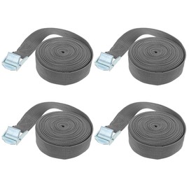 TopHomer 4 Pcs 5m x 25mm Ratchet Tie Down Straps Adjustable Tie Down Straps with Alloy Buckle for Cargo Luggage Van Truck Grey