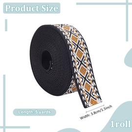 MAYJOYDIY 1.5inch Thickened Diamond Jacquard Embroidery 5 Yard Ethnic Style Webbing Strap,High Density Webbing Jacquard Rhombus Ribbon for Backpack Shoulder Straps Clothing aids DIY Patchwork