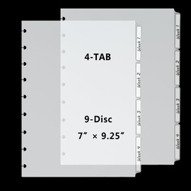 2 Set 4-Tab Happy Planner Dividers 9-Disc 7” x 9.25” Classic Size Discbound Notebooks Dividers Blank Index Dividers Accessories with 80 Pcs Stickers, Semi-Transparent (8 Sheets)
