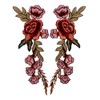 Ximkee 1 Pair Rose Sew Iron on Applique Embroidered Patches-Red