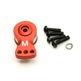 MORFUM Aluminum Alloy 25T Servo Saver 3 Holes/5 Holes Adjustable Servo Horn 25T Adjustable Arm Compatible with Futaba Tamiya Servos 1/10 Tra-xxas RC Car Boat Helicopter Upgrades (Red-M)