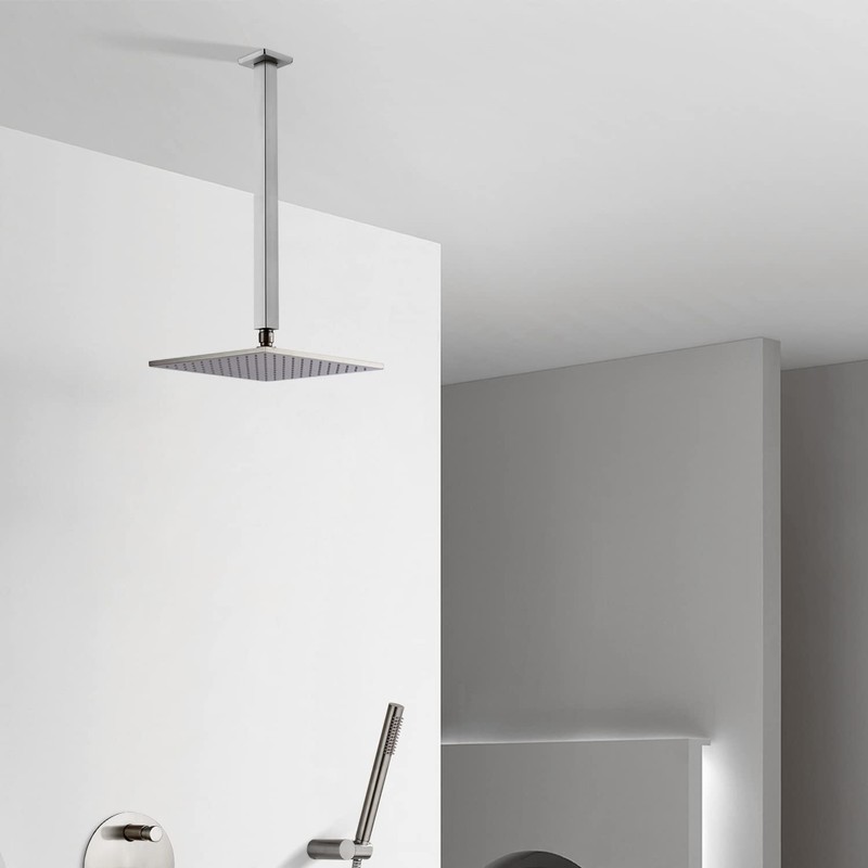 TRUSTMI Brushed Nickel Shower Arm with Flange, 16 Inch Ceiling