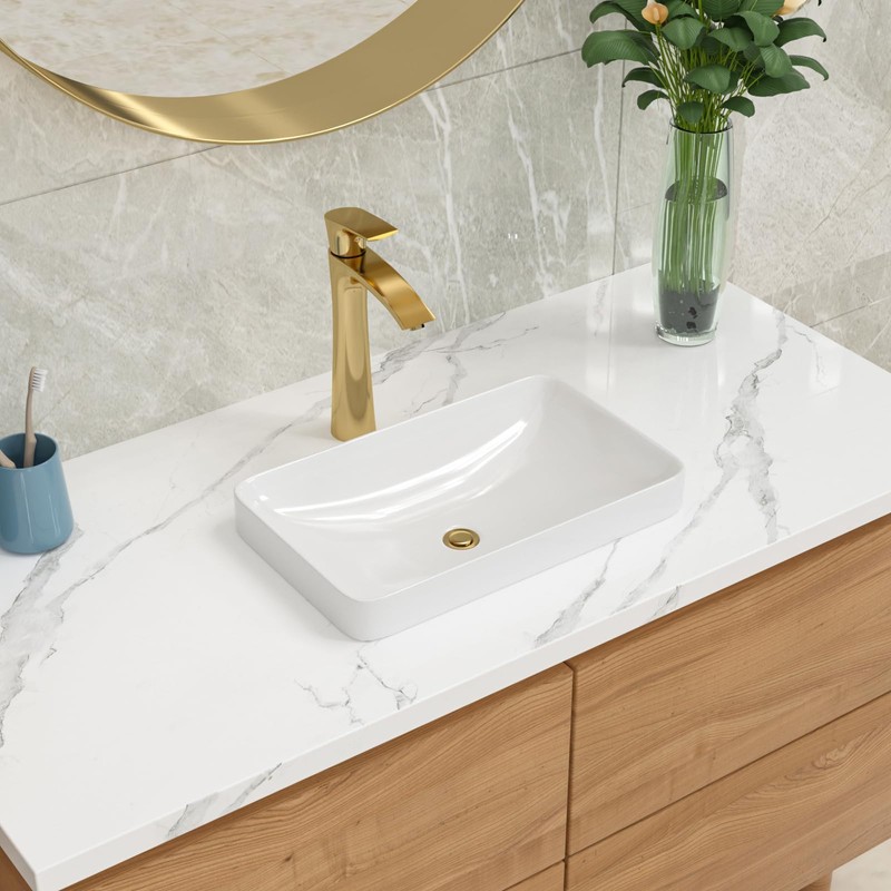 Lordear Vessel Sink Bathroom Semi Recessed Sink 19 x 12