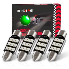 BRISHINE 6418 LED Bulbs, Super Bright Green 2835 Chipsets Canbus Error Free 36MM 1.5” Festoon 6411 6461 DE3425 C5W LED Bulbs for Car Interior Dome Map Door Courtesy License Plate Lights(Pack of 4)