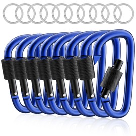 sprookber 3" Locking Carabiners | Keychain Carbineers D Ring Key Clip Spring Snap Hook for Multi-Usage | Set of 8