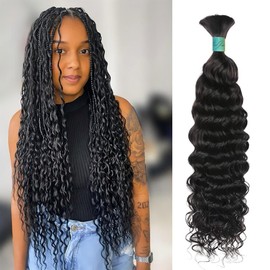AnJudyReid Human Braiding Hair,Boho Braids Human Hair 1 Bundle 50g 18 Inch Wet and Wavy Human Braiding Hair No Weft 12A Brazilian Virgin Curly Hair Extensions boho human hair