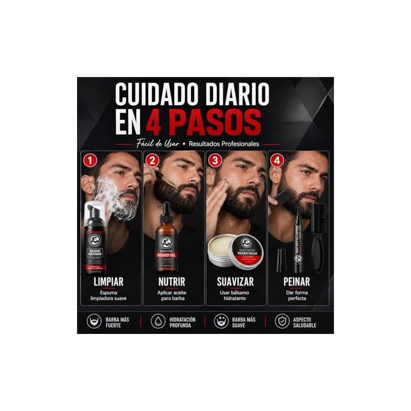 Kit Barba para Hombre 7 en 1,Kit Para Barba para