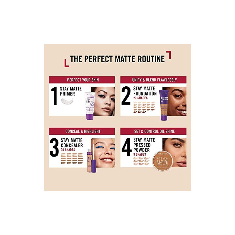 Rimmel Stay Matte Foundation, Noisette, 1 Fluid Ounce