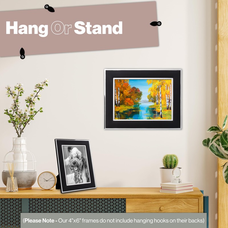 Frametigo - Silver Plated Black Photo Frame, 8"x10" (20x25cm) Photo