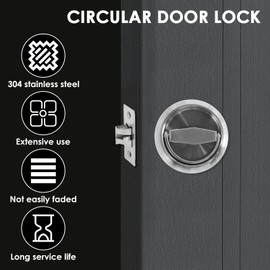 Foppla Round Recessed Door Lock 304 Stainless Steel Hidden Recessed Cup Door Handle Keyless Recessed Door Pull Latch Knob Round Embedded Concealed Door Pull for Bathroom Bedroom(Silver)