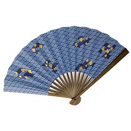 [Fashionable kimono Iroha] Edo Style Fan, Chidori Fan, Made in Japan, High Quality, Sensu, Bamboo, 15 Rooms, 7.5 inch, 8.9 inches (22.5 cm), blue