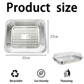10 Pcs Large Disposable Aluminum Foil Tray with Lids, 32x26cm,Catering Trays Takeaway Foil Food Containers for Cooking,Foil Baking Trays for Parties,Foil Tray Container for Roasting,Broiling,Freezing