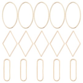 Beebeecraft 60 Pieces/Box 3 Style 18 Carat Gold-Plated Connecting Rings Rhombus Oval Jewellery Connectors Charms for Making Necklaces Bracelets