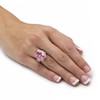 PalmBeach Platinum-Plated Oval Shaped Pink Cubic Zirconia Ring Sizes 6-10