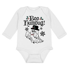 TATY Kids Boo Humbug! Long Sleeve Baby Infant One Piece Bodysuit 6 Months White