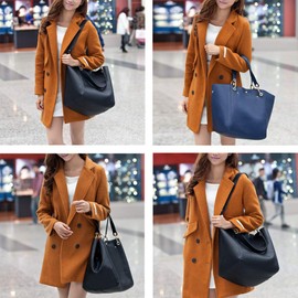 Coolives Women's 2 in 1 Shopper Shoulder Bag Made of PU Leather Vintage Bags Hobo Handbag Elegant Handbag Bucket Bag for Women Black Disposable