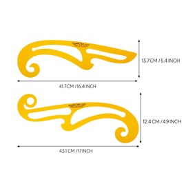 KEARING French Curve Ruler Template Set of 2pcs, Multifunctional Geometric Drawing Ruler Flexible Plastic Drafting Measuring Tool Drawing Templates