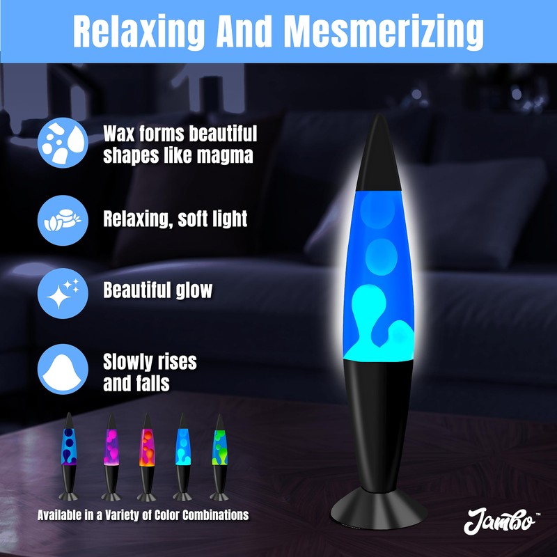 JAMBO 16" Beautiful Motion Lamp - Blue/White Wax, Relaxing Liquid