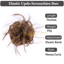 HMD Tousled Updo Messy Bun Hair Piece Hair Extension Ponytail With Elastic Rubber Band Updo Extensions Hairpiece Synthetic Hair Extensions Scrunchies Ponytail Hairpieces for Women