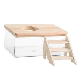 NOLITOY 1set Hamster Bath Box with Ladder Sand Dust Bath Container for Hamsters Gerbils and Chinchillas Promotes Natural Bathing Habits Easy Observation Small Animal Accessory