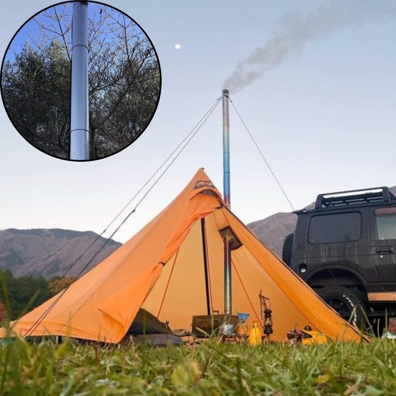 DANCHEL OUTDOOR Rollable Titanium Stove Chimney Pipe Portable for Camping,